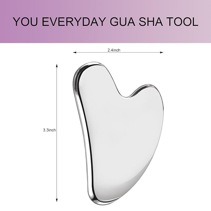 Stainless Steel Gua Sha Facial Tool Metal Silver Guasha - Image 4