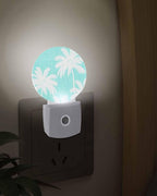 Night Lights Auto Sensor Tropical Palm Trees Night Light Teal Linen Coastal - Image 3