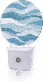 Night Lights Auto Sensor Teal Blue Ocean Waves Night Light Abstract Mountain by Home+L6