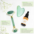 NEUTRIHERBS Jade Gua Sha & Face Roller & Vitamin C Serum Facial Tool Set - Image 9