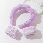 Spa Headband and Wristband Set for Women, Terry Cloth Sponge Headband for - Image 4