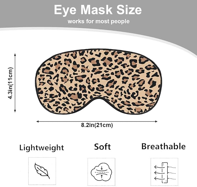 Leopard Print Sleep Mask Eye Mask Animal Skin Brown Sleep Mask Light Blocking - Image 2