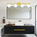 New Bathroom Vanity Light Fixtures Brushed Bronze Milk White Globe Glass Shade - Image 8