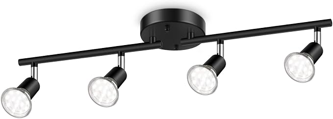 Ascher 4-Light LED Track Lighting Kit, Flexibly Rotatable Light Heads, 4 Way by Ascher