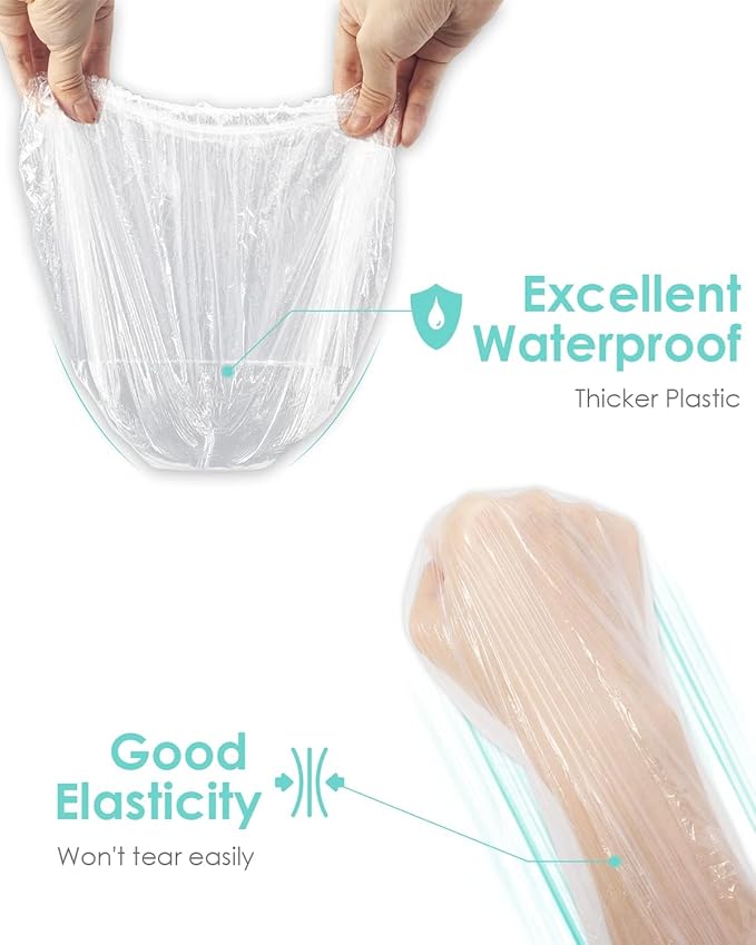 Auban 100PCS Disposable Shower Caps, Hair Cap Large Plastic Clear Thick - Image 4
