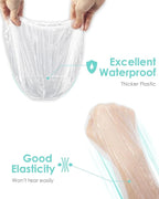 Auban 100PCS Disposable Shower Caps, Hair Cap Large Plastic Clear Thick - Image 4