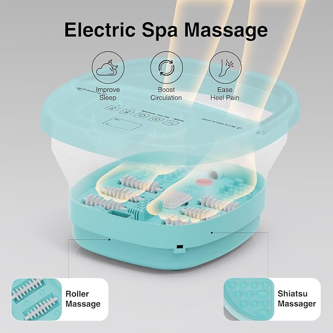 Pedicure Foot Spa with Bubble and Heat, Collapsible Foot Soaking Tub with - Image 2