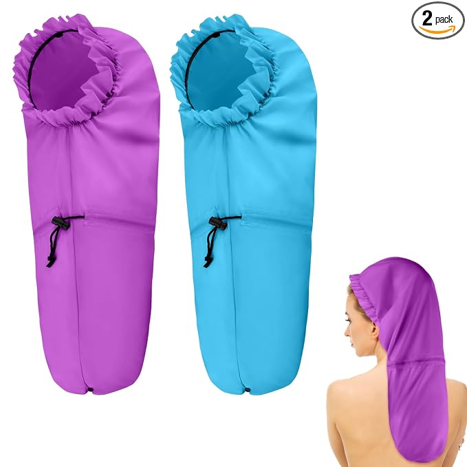 2 Pcs Large Shower Cap for Braids, Extra Long Shower Cap for Women Long Hair & by Unknown