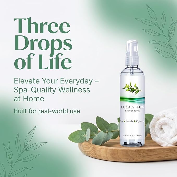 Three Drops of Life Eucalyptus Shower Spray, Premium Essential Oil Mist - Image 4