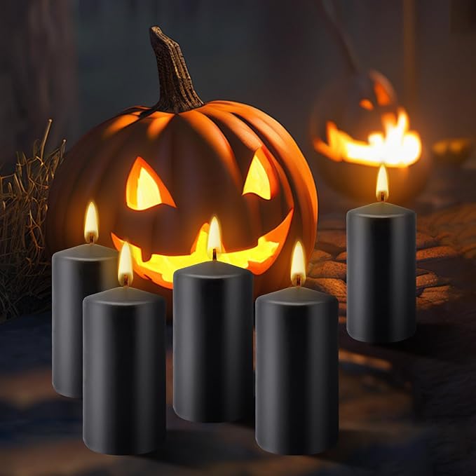 Set of 20 Black Pillar Candles, Dripless and Smokeless Dinner Candle, 2x4” - Image 4