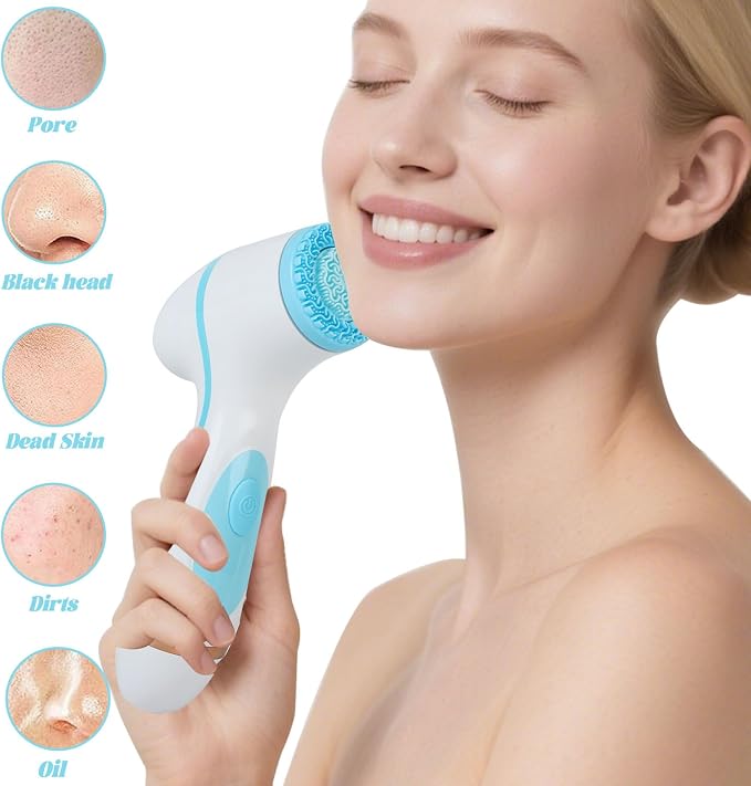 Facial Cleansing Brush, 3in1 Silicone Face Scrubber, Waterproof Facial Scrubber - Image 5