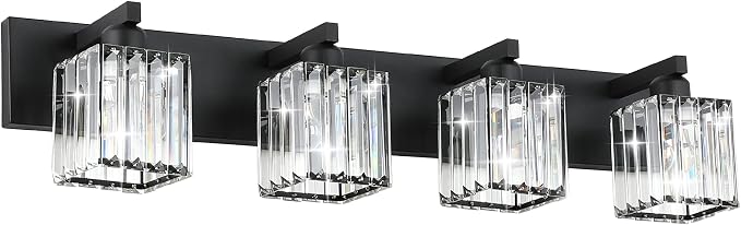 Aipsun Black Light Fixtures Bathroom Vanity Light Crystal Modern Vanity Light by Aipsun