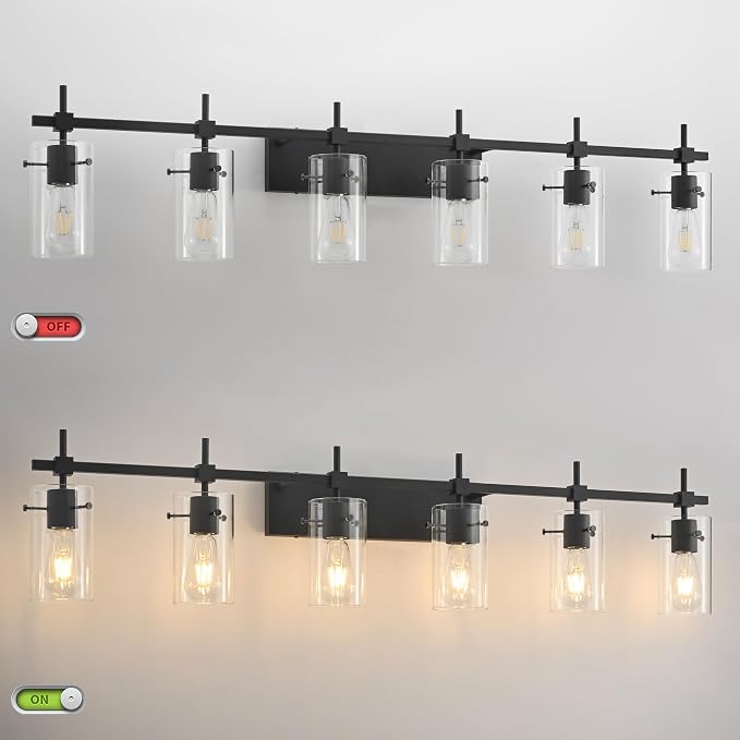 SOLFART Black Vanity Light fixtures 49.2 inch 6 Lights Wall Light Fixtures - Image 4