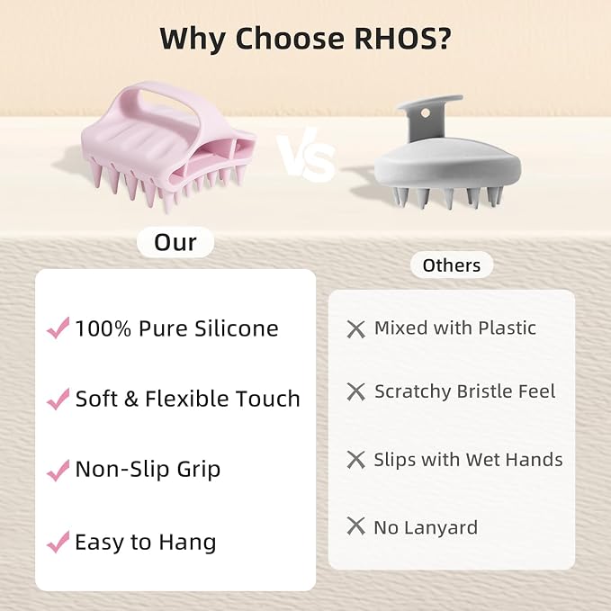 RHOS Shampoo Brush, Soft Silicone Scalp Scrubber, Scalp Massager - Image 3