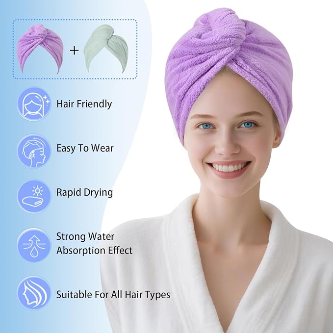 Microfiber Hair Drying Towel Wrap - Image 2