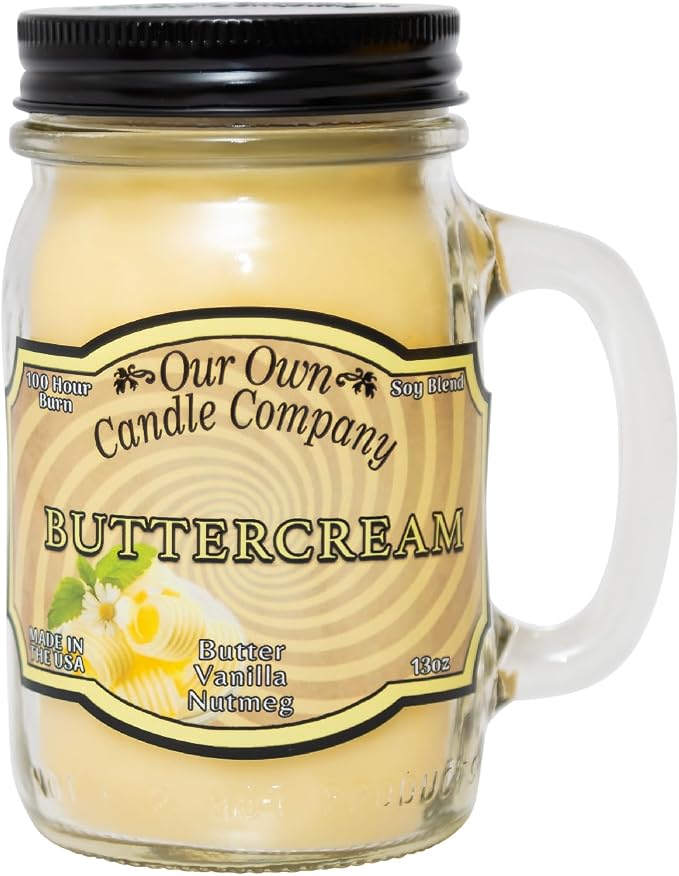 Our Own Candle Company, Buttercream Scented Mason Jar Candle, 100 Hour Burn Time by OurOwnCandleCompanycandles