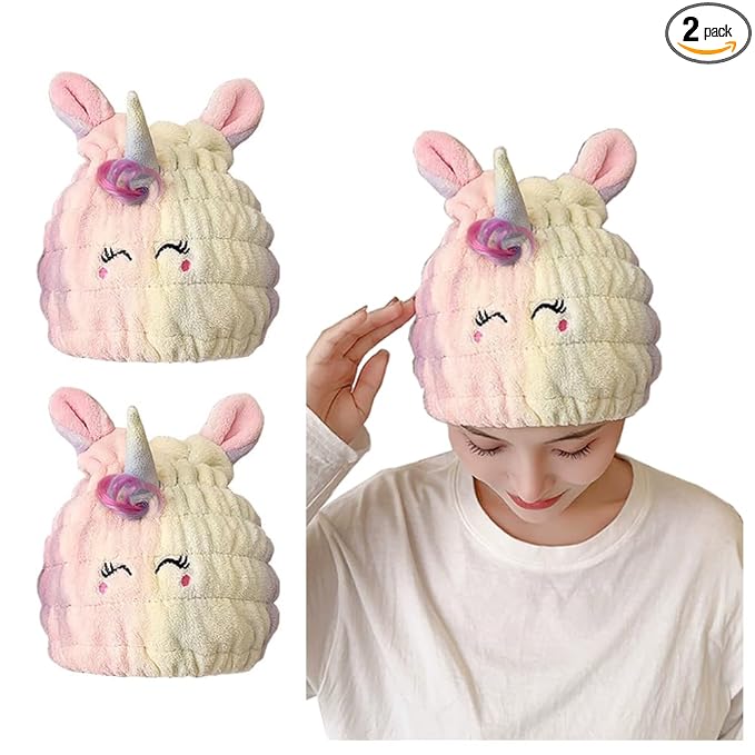 Animal Hair Drying Towel Cap for Kids, Absorbent Quick Girls Boys Hair Drying by Nawpheki