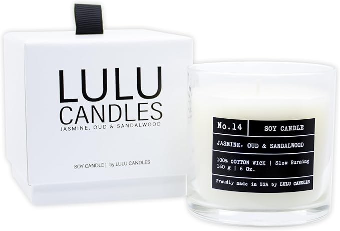 Lulu Candles | Jasmine, Oud & Sandalwood | Luxury Scented Soy Jar Candle | Hand by LULUCANDLES