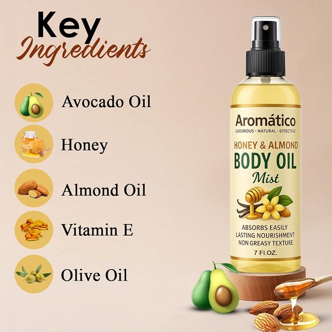 Aromatico Honey & Almond Body Oil Mist - Image 3