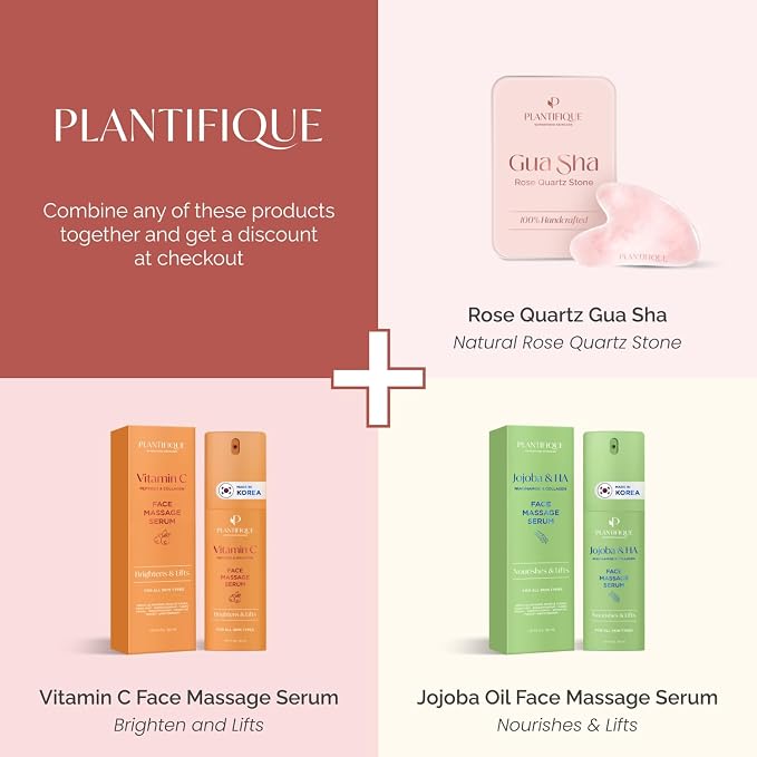 PLANTIFIQUE Rose Quartz Gua Sha Tool – Anti-Aging Face Massager & Jawline Shaper - Image 3