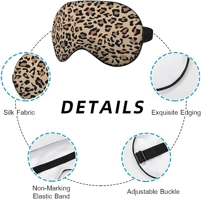 Leopard Print Sleep Mask Eye Mask Animal Skin Brown Sleep Mask Light Blocking - Image 3