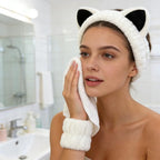 2 Pcs Cat Ears Headband Cute Spa Headband Set Washing Face Makeup Skincare - Image 7
