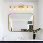 6 Light Gold Bathroom Light Fixtures Brushed Brass Vanity Light Over Mirror - Image 2