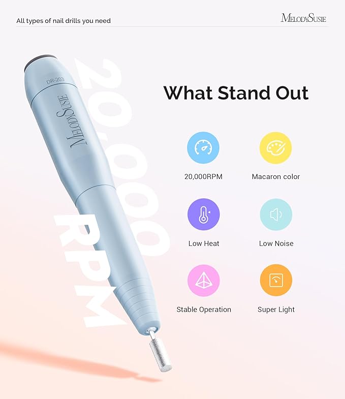 MelodySusie Pen-Shaped Portable USB Nail Drill, PC120I 20000RPM Electric Nail - Image 5