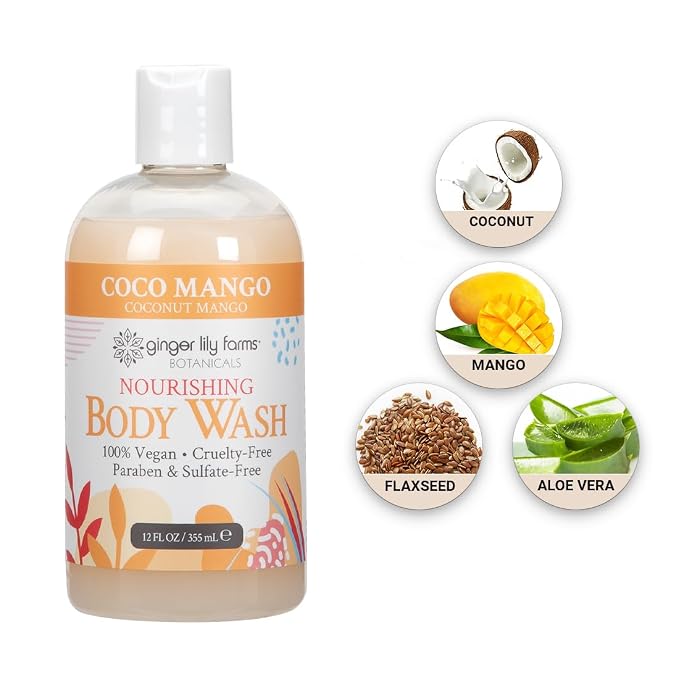 Ginger Lily Farms Botanicals Nourishing Body Wash, Coco Mango, 100% Vegan & - Image 6