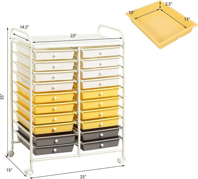 Giantex 20 Drawer Rolling Storage Cart Tools Scrapbook Paper Office School - Image 3