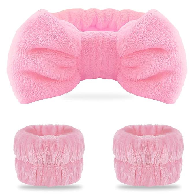 WSYUB Pink Spa Headband and Wristband Set by WSYUB