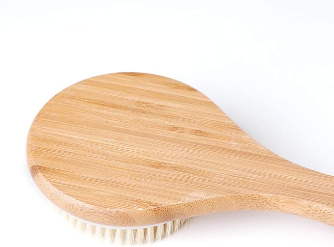 Body Brush Dry Brushing Back Scrubber Shower Bath Brush Bamboo Wood Long Handle - Image 3