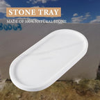 Koville White Marble Oval Tray for Bathroom Countertop, Stone Perfume Organizer - Image 3