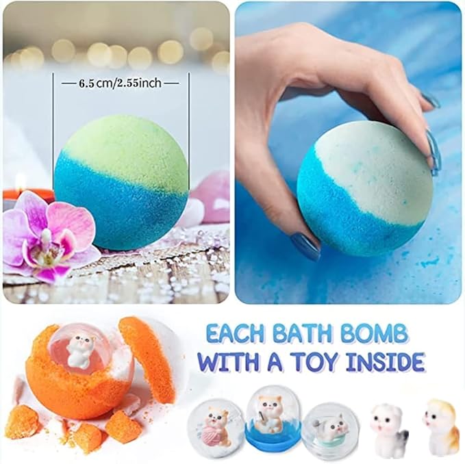Kids Bath Bombs with Surprise Inside, 20 Pack Bring Dog and cat Toys Gift Set - Image 3