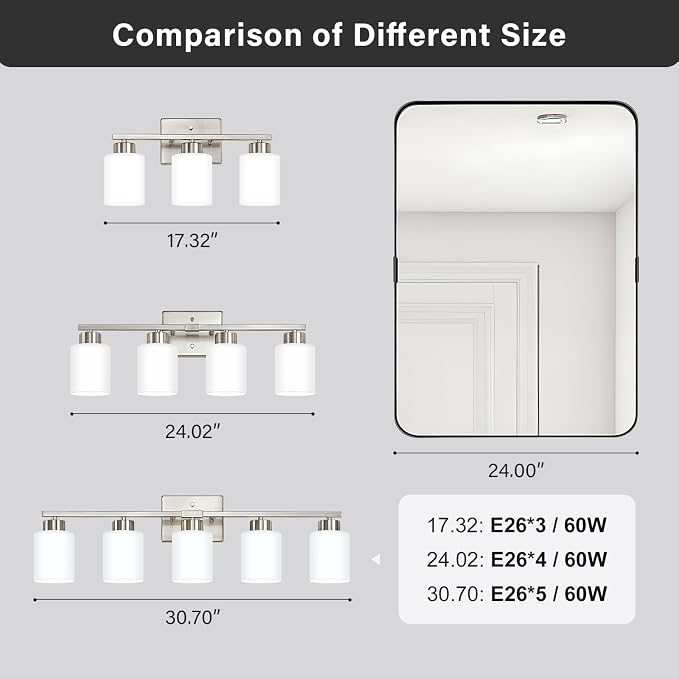 FonmYim Brushed Nickel Bathroom Light Fixtures, 4-Light Modern Vanity Light - Image 7