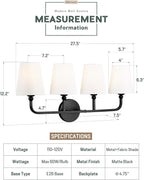 Bathroom Light Fixtures, 4 Light Matte Black Vanity Lights - Image 2