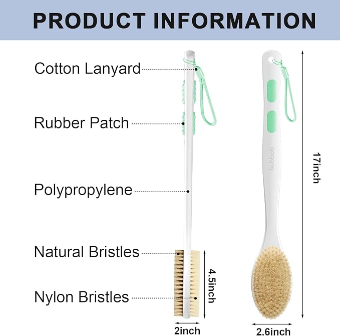 Back Scrubber for Shower with Long Handle, Exfoliating Bath Brush for Body - Image 6