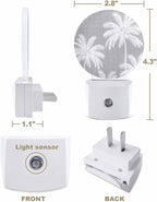 Night Lights Auto Sensor Tropical Palm Trees Night Light Grey Linen Coastal - Image 2
