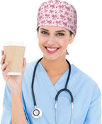 Scrub Cap for Women and Men Boho Black Leaf Pattern Adjustable Breathable - Image 6