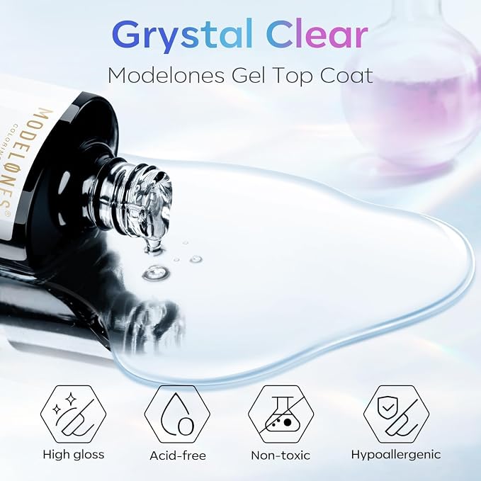 modelones Gel Top Coat, Acrylic Nails Soak Off Nail Lamp Nail Art Home and - Image 9