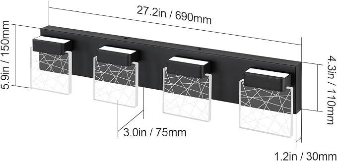Aipsun Black Bathroom Light Fixtures Modern Vanity Lighting Fixtures LED Vanity - Image 6