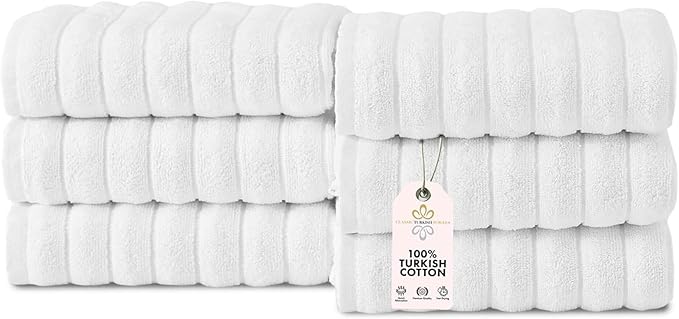 Classic Turkish Towels CTT Premium 6 Piece Hand Towels Set, 100% Turkish Cotton by ClassicTurkishTowels
