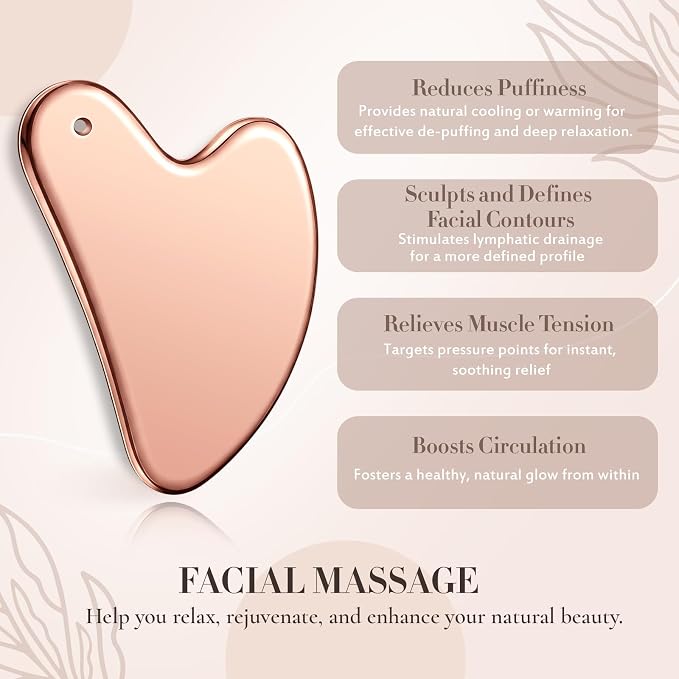 Nuanchu Stainless Steel Gua Sha Facial Tool, Metal Gua Sha - Image 5
