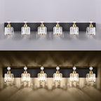 PRESDE Crystal 6 Light Bathroom Vanity Lights Black and Gold Bathroom Lights - Image 6