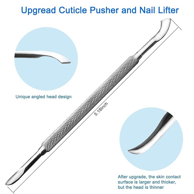 Premium Stainless Steel Manicure Tools 2-Piece Set, Upgraded Cuticle Pusher & - Image 4