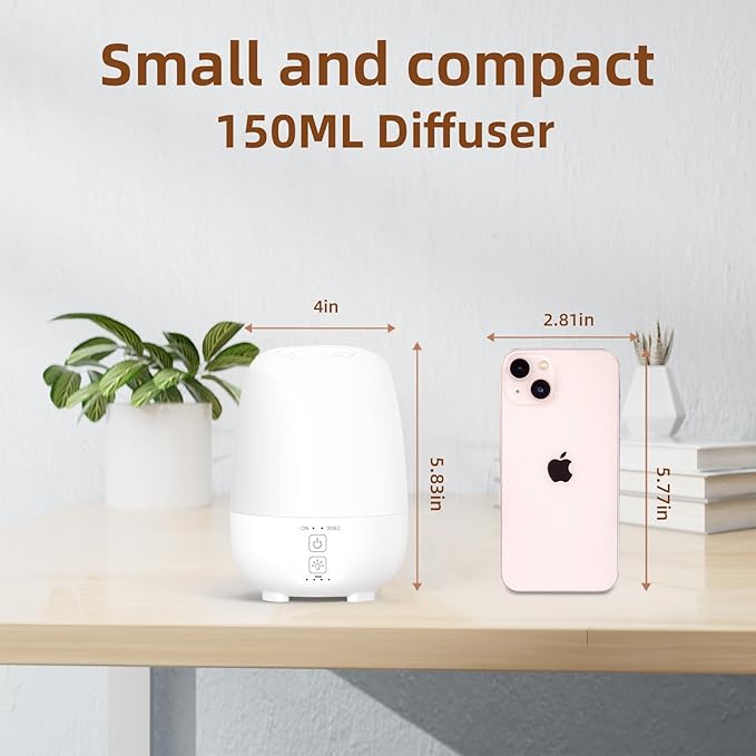 SEEDSEEL 150ML Rechargeable Battery Operated Essential Oil Diffuser, 7-Hour - Image 4