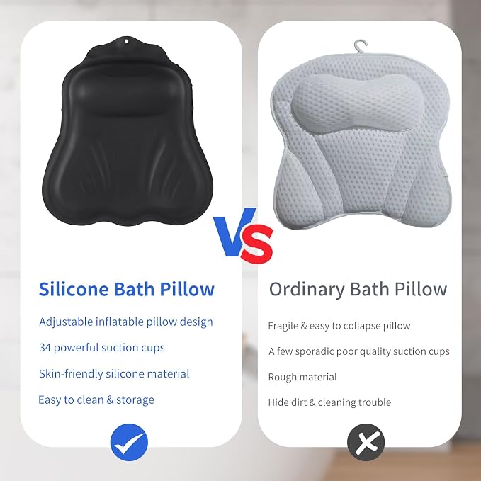 Goowin Bath Pillows for Tub, New Generation Skin-Friendly Silicone Bath Pillow - Image 5