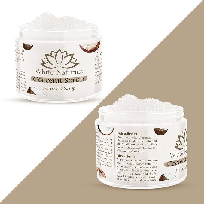 Organic Coconut Oil Scrub, Exfoliating Salt Body Scrub, Deep Cleansing - Image 3
