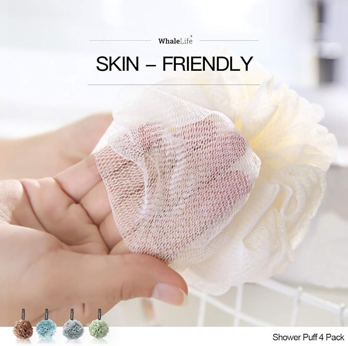 Loofah Sponge Bath Sponge for Women Men 4 Pack - Image 3