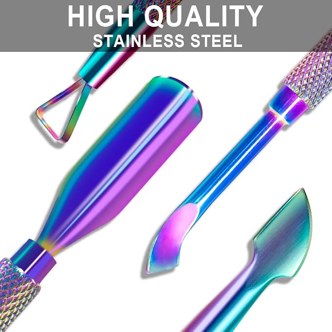 2PCS Metal Cuticle Pusher and Scraper, Colorful Nail Trimmer Cutter Stainless - Image 7